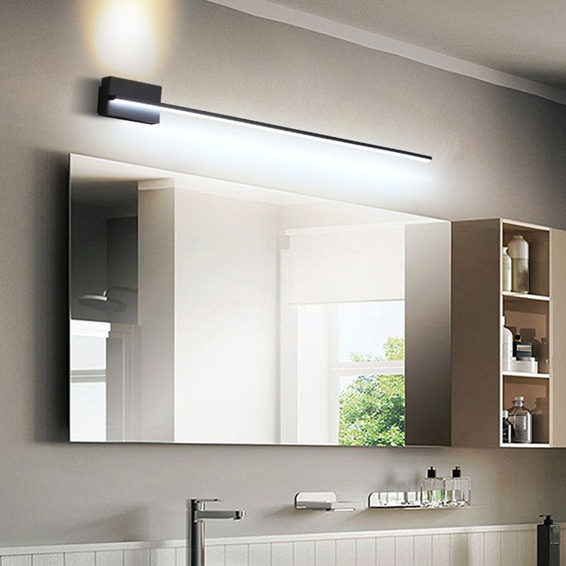 Arisha Minimalist Linear Metal Vanity Wall Light, Black, Bathroom