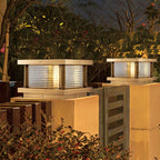 Ray Modern Rectangular Metal Outdoor Solar Lamp, Black/ Brass/Bronze