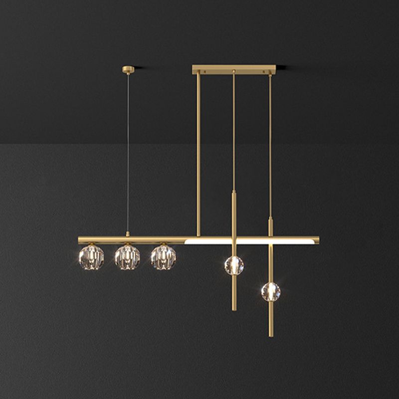 Kristy Metal & Crystal Pendant Light, Gold