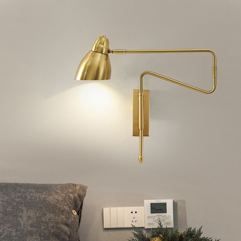 Aria Wall Lamp Modern, Metal Adjustable, Black/Gold, Study