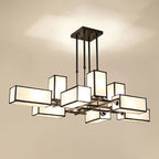Arisha Pendant Light Square Retro, Metal/Fabric, Black/Gold, Living Room