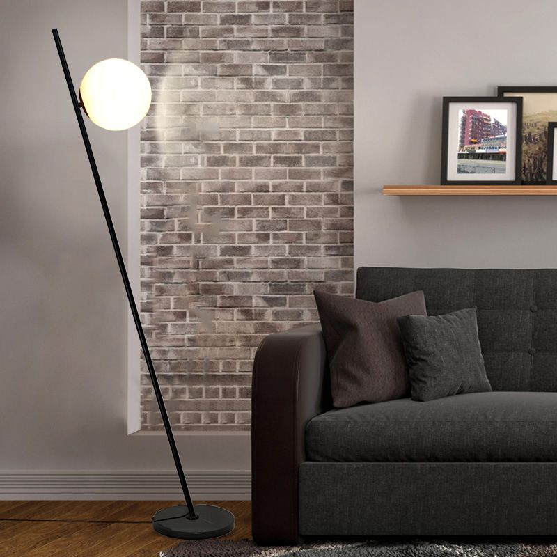 Valentina Minimalistic Black Orb Linear Floor Lamp, Living room