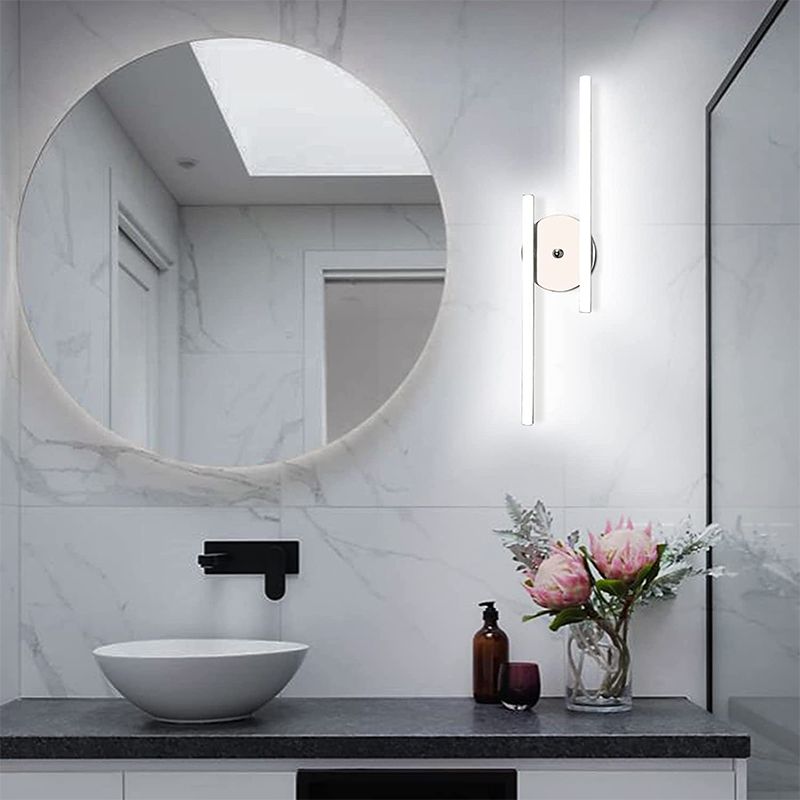 Arisha Modern Bi-Linear LED Vanity Wall Lamp, Black/Silver