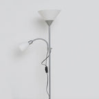 Eryn Modern Double Head Metal Floor Lamp, Silver