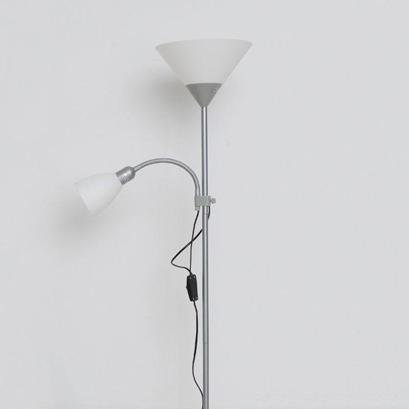 Eryn Modern Double Head Metal Floor Lamp, Silver