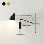 Aria Wall Lamp Modern, Metal Adjustable, Black/Gold, Study