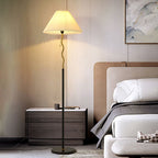 Ozawa Vintage Retro Geometric Pleated Metal Fabric Floor Lamp, Black