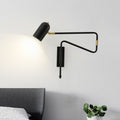 Aria Wall Lamp Modern, Metal Adjustable, Black/Gold, Study