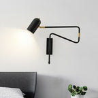 Aria Wall Lamp Modern, Metal Adjustable, Black/Gold, Study