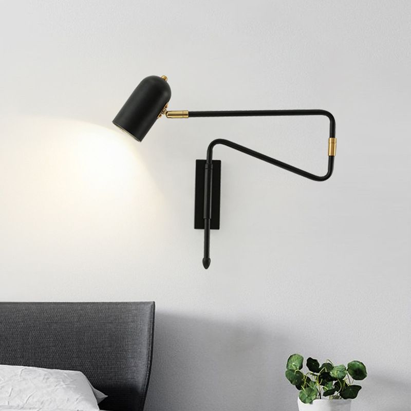Aria Wall Lamp Modern, Metal Adjustable, Black/Gold, Study