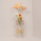 Ritta Retro Vase Wood Rattan Floor Lamp, White/Brown