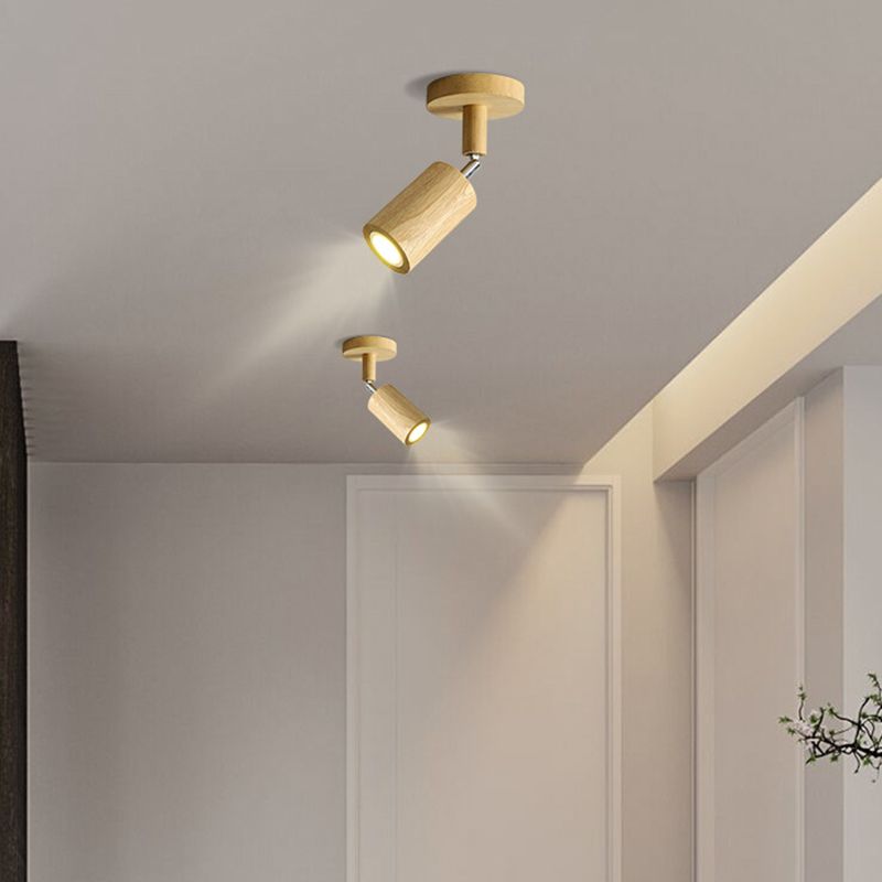 Muto Modern LED Adjustable Ceiling Spotlight, Wood