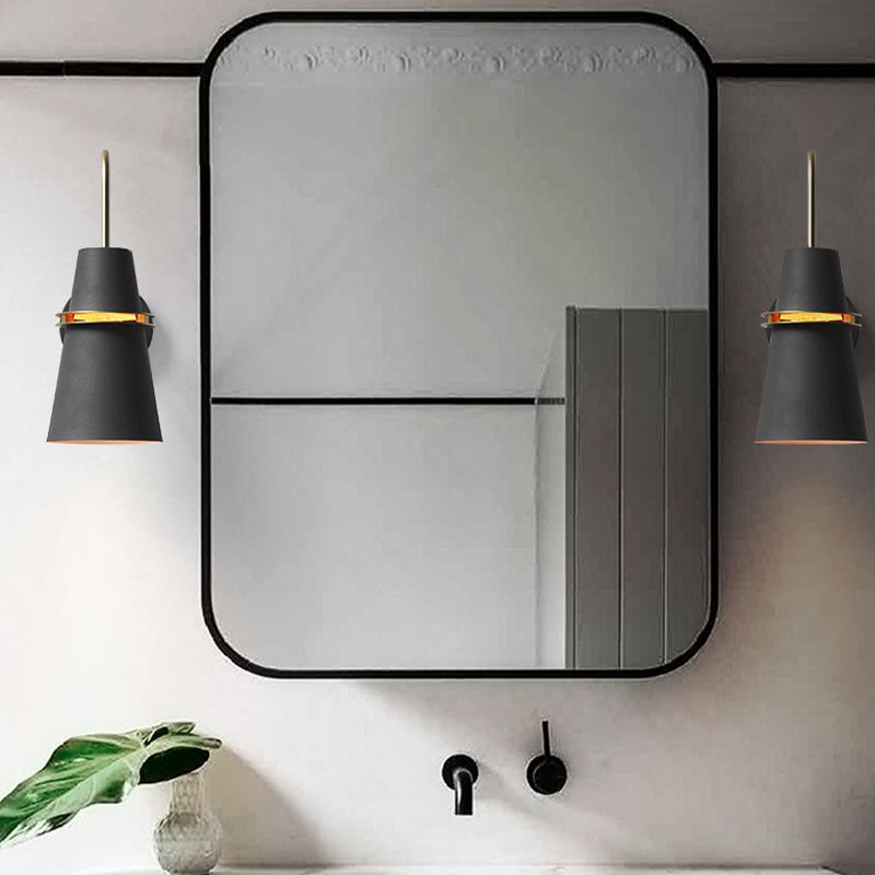 Valentina Modern Cone Metal Wall Lamp, Black/White/Blue