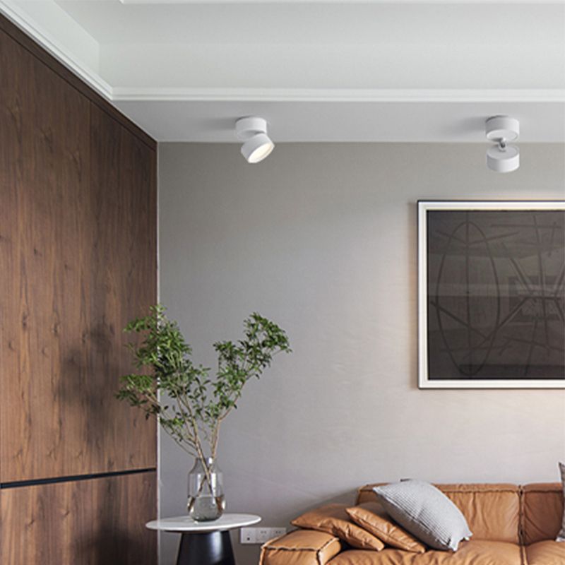 Arisha Flush Mount Ceiling Light Cylindrical Modern, Metal, Black/White, Hallway