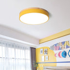 Aria Nordic LED Round Flush Mount Ceiling Light Wood Color