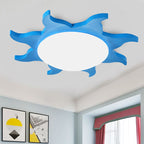 Aria Modern Sun Round Flush Mount Ceiling Light, Red/Yellow/Blue/Green, Bedroom