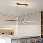Arisha Modern Linear Metal Pendant Light, Black/White/Grey
