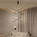 Arisha Minimalist Linear Metal Pendant Light, Living Room, Black
