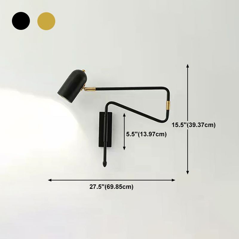 Aria Wall Lamp Modern, Metal Adjustable, Black/Gold, Study