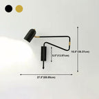 Aria Wall Lamp Modern, Metal Adjustable, Black/Gold, Study