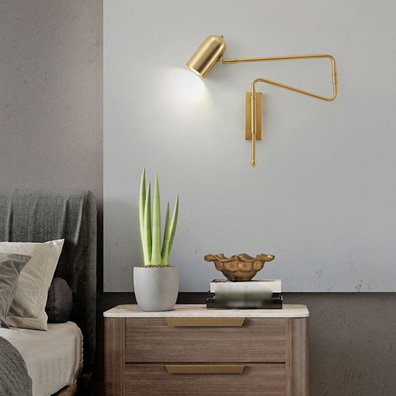 Aria Wall Lamp Modern, Metal Adjustable, Black/Gold, Study