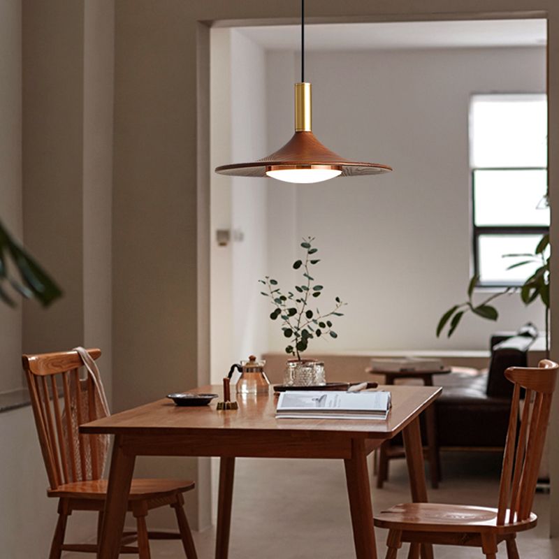 Arisha Rustic Cap-shaped Wooden Pendant Light, Natural Wood