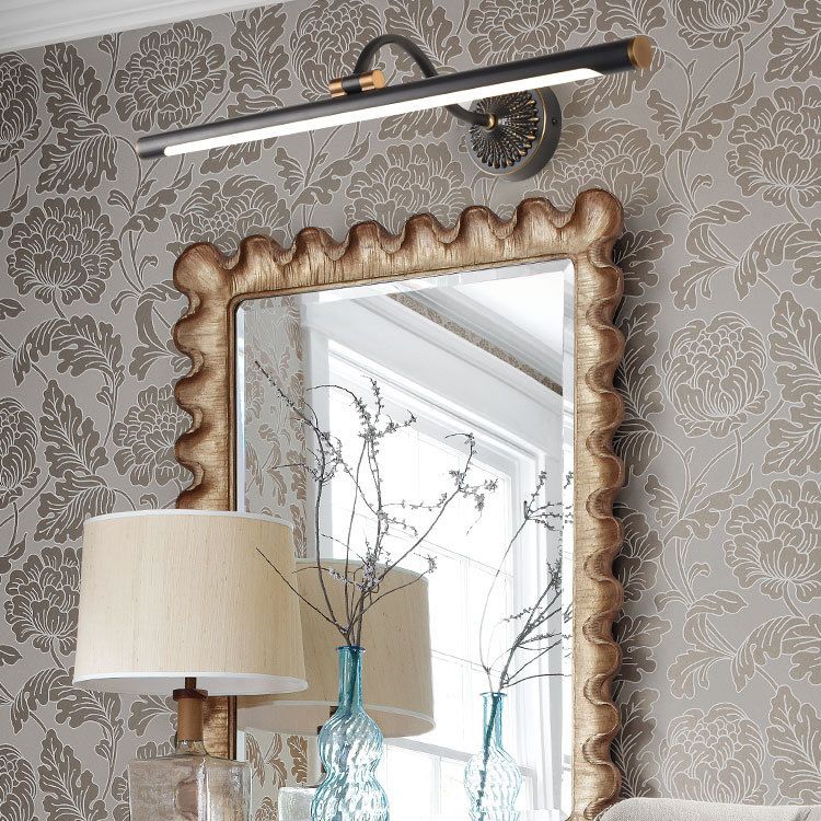 Tiffany Black Adjustable Reading Spotlight Wall Lamp, Metal/Wood