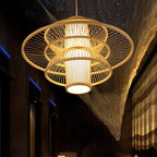 Muto Lotus-Shaped Rattan Pendant Light