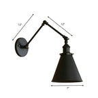 Zynar Vintage Adjustable Wall Lamp, Metal, Black/Rust, Living Room