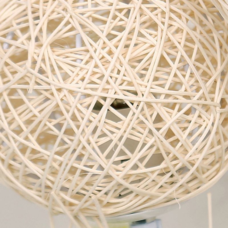 Ritta Retro Vase Wood Rattan Floor Lamp, White/Brown