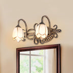 Arisha Antique Brass Flower Mirror Front Vanity Wall Lamp