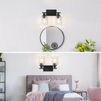 Silva Modern Mirror Front Black Vanity Wall Lamp, Metal/Glass