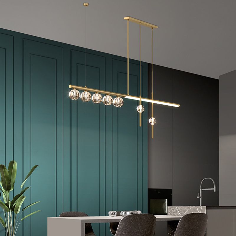 Kristy Metal & Crystal Pendant Light, Gold