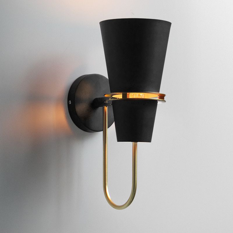 Valentina Modern Cone Metal Wall Lamp, Black/White/Blue