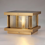 Ray Modern Rectangular Metal Outdoor Solar Lamp, Black/ Brass/Bronze