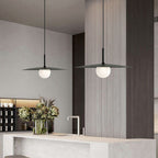 Arisha Modern Dish-shaped Metal Pendant Light, Black/White/Grey