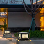 Ray Contemporary LED Rectangular Metal Outdoor Lamps, Black