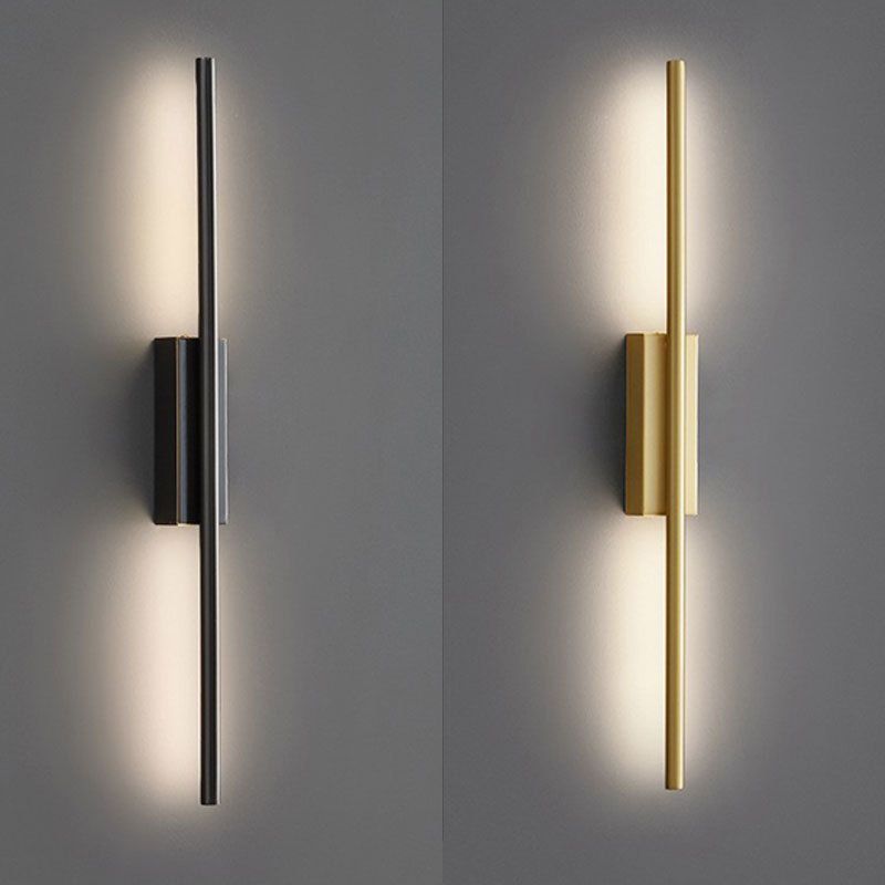 Arisha Modern Linear Metal& Bedroom Wall Lamp, Black/Brass