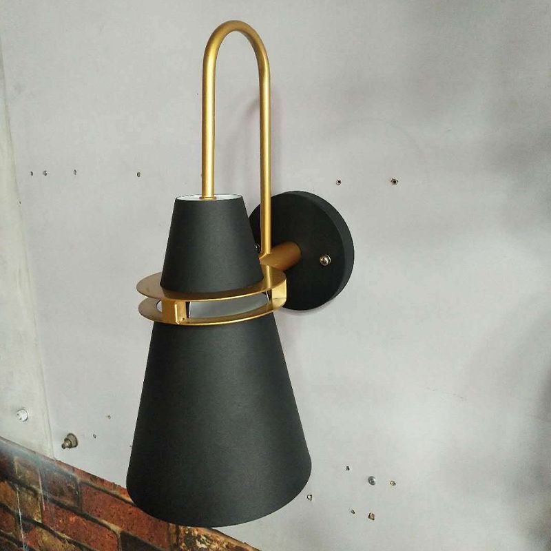 Valentina Modern Cone Metal Wall Lamp, Black/White/Blue