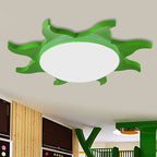 Aria Modern Sun Round Flush Mount Ceiling Light, Red/Yellow/Blue/Green, Bedroom