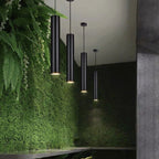 Yore Modern Cylinder Shape Linear Pendant Light Black Metal