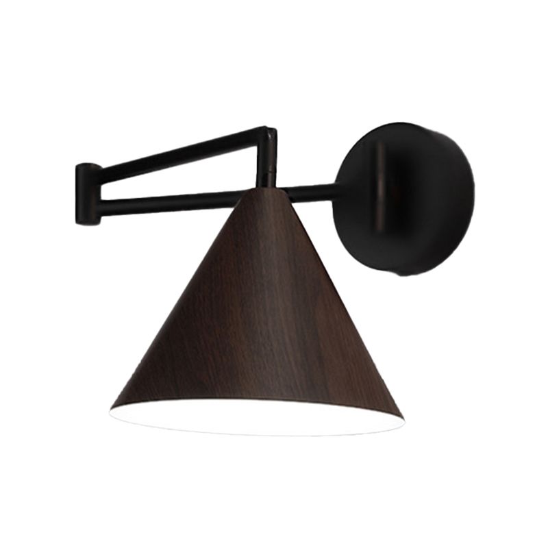Muto Cone Shaped Adjustable Wall Lamp, Metal/Wood, Bedroom