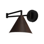 Muto Cone Shaped Adjustable Wall Lamp, Metal/Wood, Bedroom