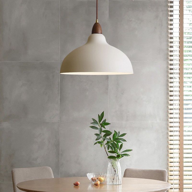 Valentina Modern Bowl-shaped Metal Pendant Light, Black/White