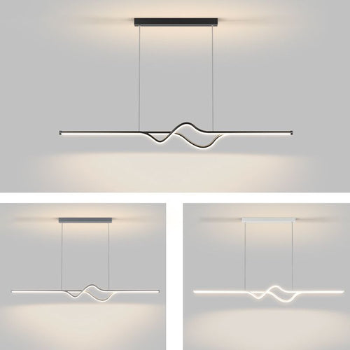 Arisha Modern Linear Metal Pendant Light, Black/White/Grey