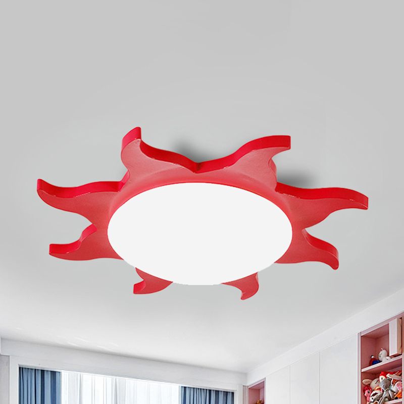 Aria Modern Sun Round Flush Mount Ceiling Light, Red/Yellow/Blue/Green, Bedroom