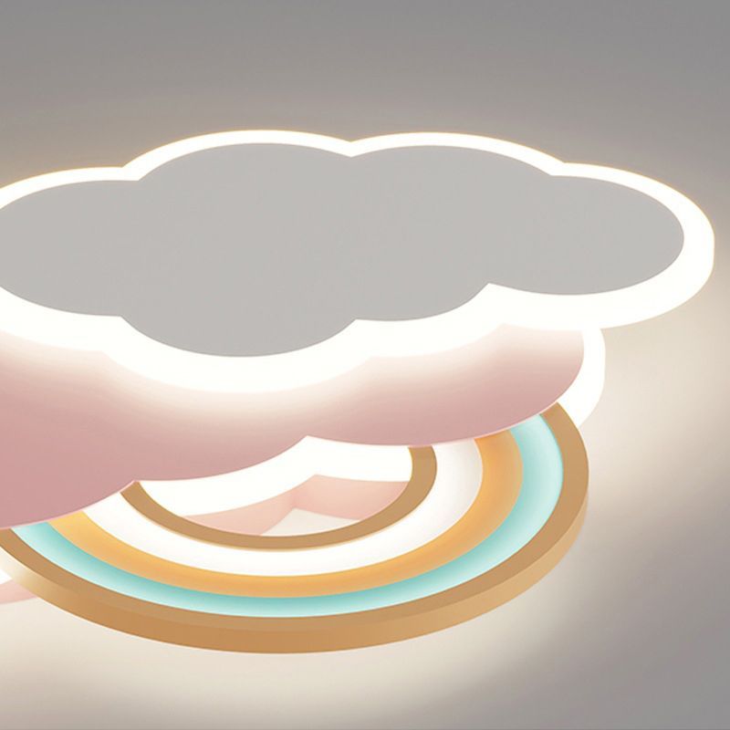 Aria Modern Cloud/Rainbow Flush Mount Ceiling Light Pink/White