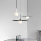 Arisha Modern Dish-shaped Metal Pendant Light, Black/White/Grey