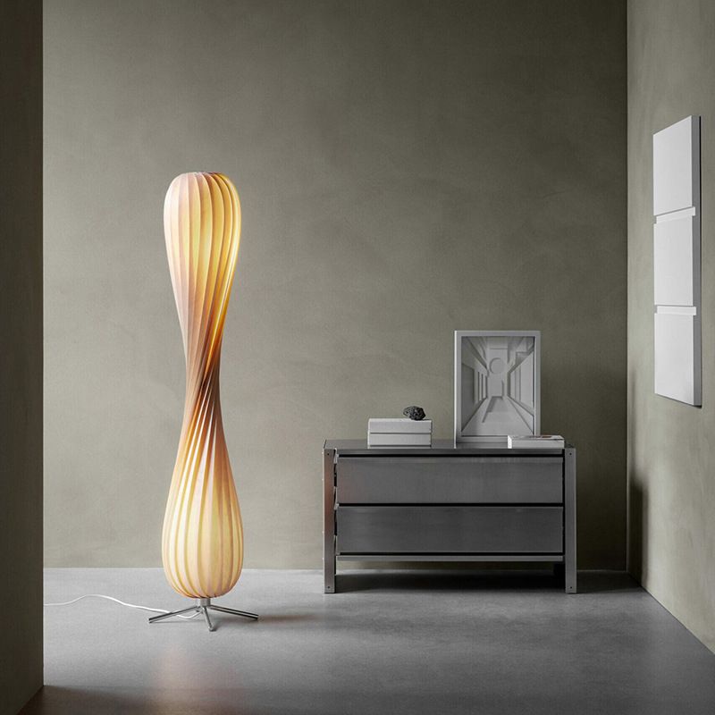 Ozawa Modern Twisted Wood Floor Lamp, Wood Color