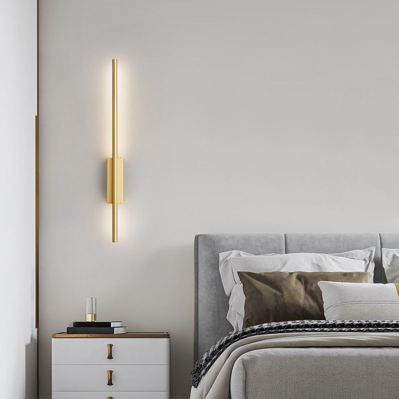 Arisha Modern Linear Metal& Bedroom Wall Lamp, Black/Brass